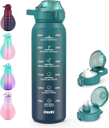 Insulated Water Bottle 32Oz with 2Lids,18/10 Stainless Steel 1000Ml Insulated Water Bottle Double Walled with Handle, Metal Canteen Keep Cold 48H Hot 24H for Men, Women & Kids