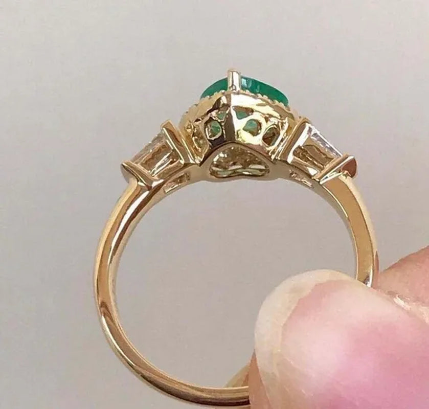 YOHAPP Woman Fashion Gemstone Jewelry Exquisite Natural White Sapphire Ruby Emerald Birthstone Princess Proposal Engagement Ring Anniversary Party Romantic Bride Wedding Luxury Jewelry Ring Size 5-11