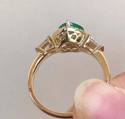 YOHAPP Woman Fashion Gemstone Jewelry Exquisite Natural White Sapphire Ruby Emerald Birthstone Princess Proposal Engagement Ring Anniversary Party Romantic Bride Wedding Luxury Jewelry Ring Size 5-11