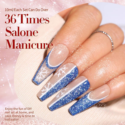 Reflective Glitter Gel Polish Colorful Sparkly Shiny Disco DJ LED Gel Nail Polish Nail Varnish 6PCS 10ML