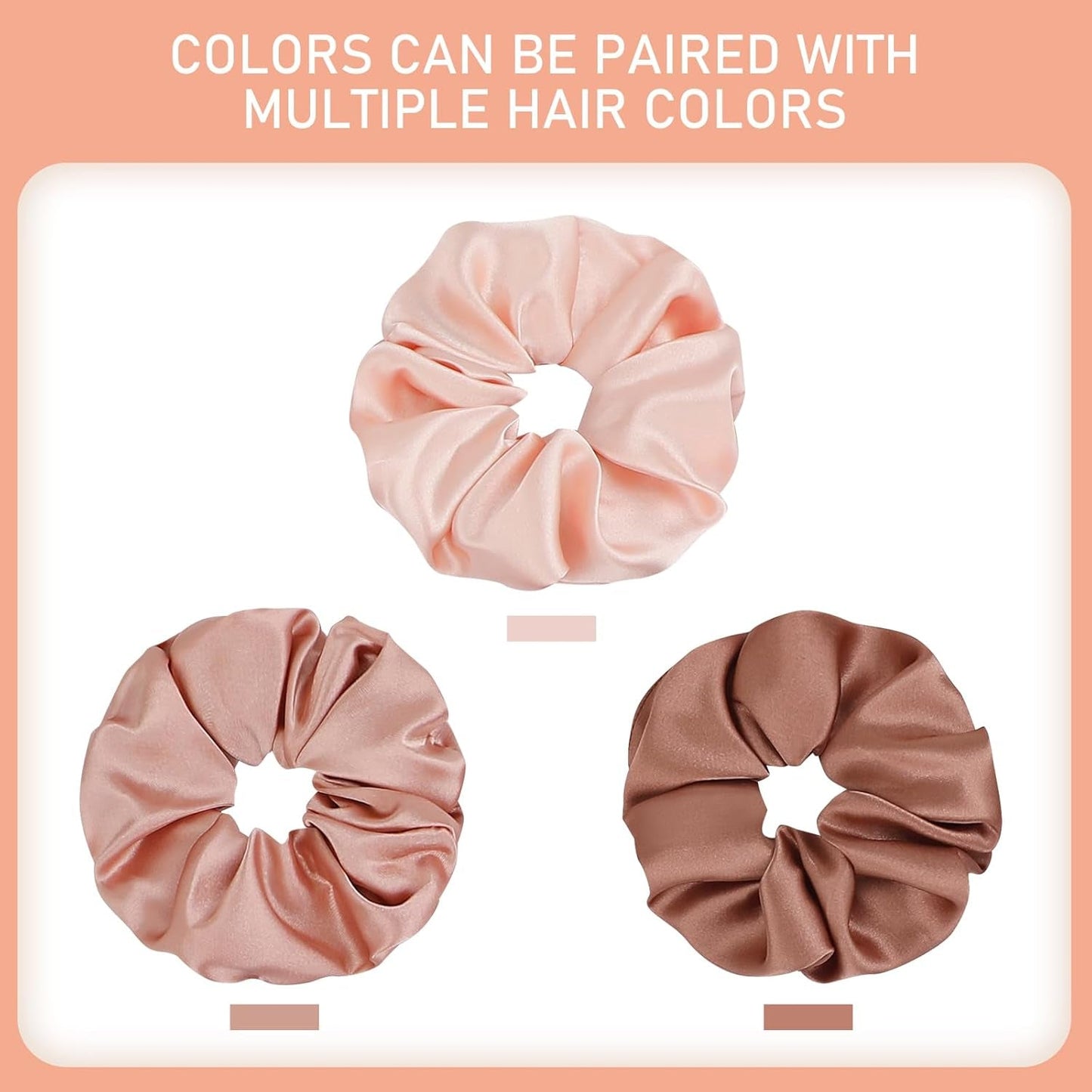 Soft Satin Scrunchies for Women, Non Slip, No Damage Scrunchies Hair Ties, Pack of 6