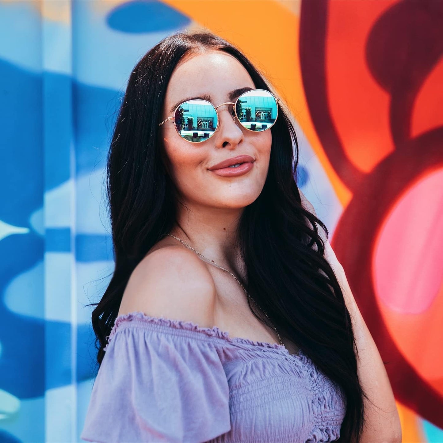 '- Reflective Lens round Trendy Sunglasses