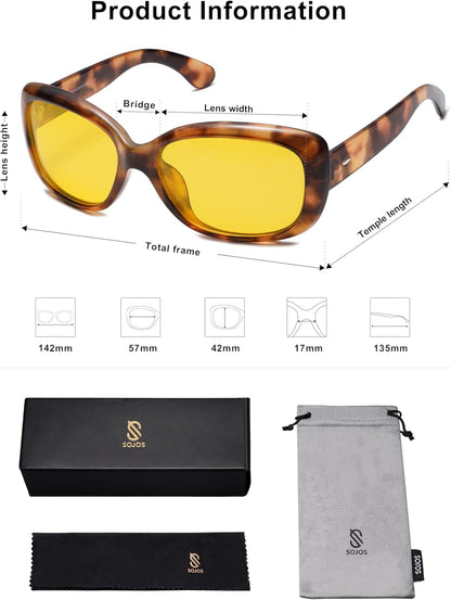 Vintage Square Sunglasses for Women Polarized UV Protection Havana Frame