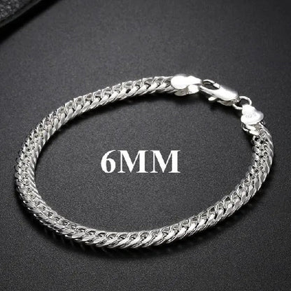 NEW! Exquisite Men Solid Heavy 925 Sterling Silver Smooth Necklace Bracelet Curb Chain Jewelry