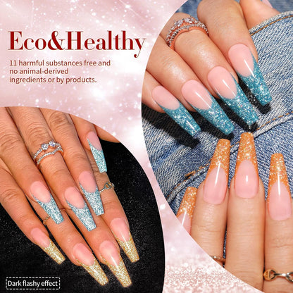 Reflective Glitter Gel Polish Colorful Sparkly Shiny Disco DJ LED Gel Nail Polish Nail Varnish 6PCS 10ML