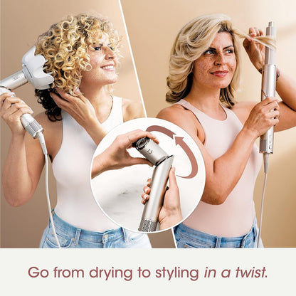 HD435 Flexstyle Air Styling & Drying System, Powerful Hair Blow Dryer & Multi-Styler with Auto-Wrap Curlers, Curl-Defining Diffuser, Oval Brush, & Concentrator Attachment, Stone
