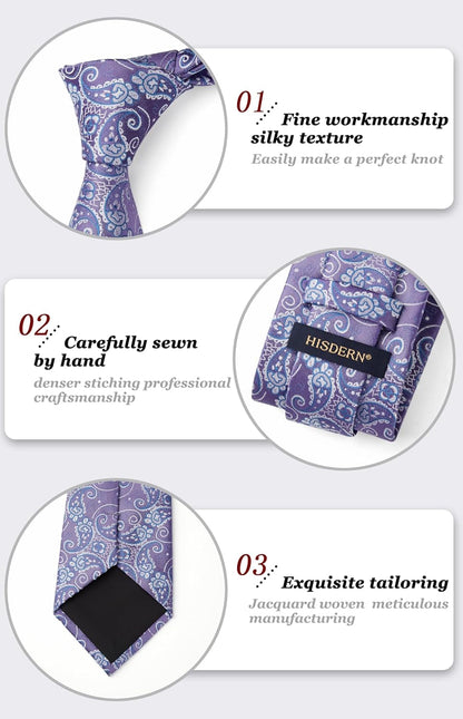 Ties for Men Paisley Tie and Pocket Square Woven Classic Floral Mens Ties Handkerchief Set Wedding Party Necktie