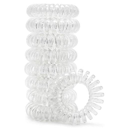 Spiral Hair Ties for Women - Creaseless and Dent-Free Coil Hair Ties | No Damage, Phone Cord Coils | Made of Flexible and Durable Plastic | 8Pcs (Clear/Transparent)