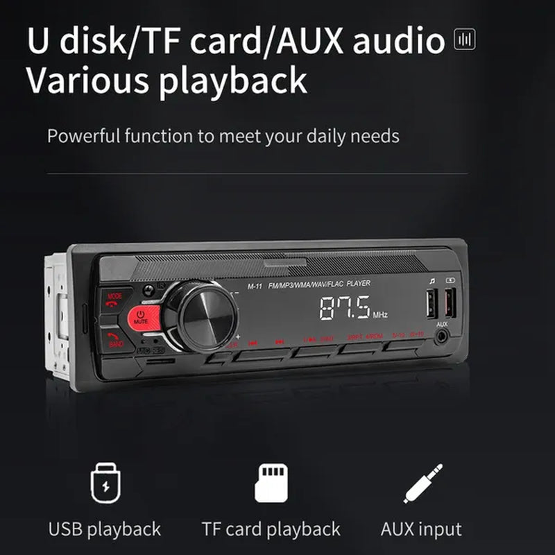 UNITOPSCI 12V 1DIN In-Dash Car Radio Stereo Autoradio Bluetooth Digital Audio Music Car Radio MP3 Player with Remote Control Bluetooth/Fm/Usb/Sd/Aux-In Colorful Lights