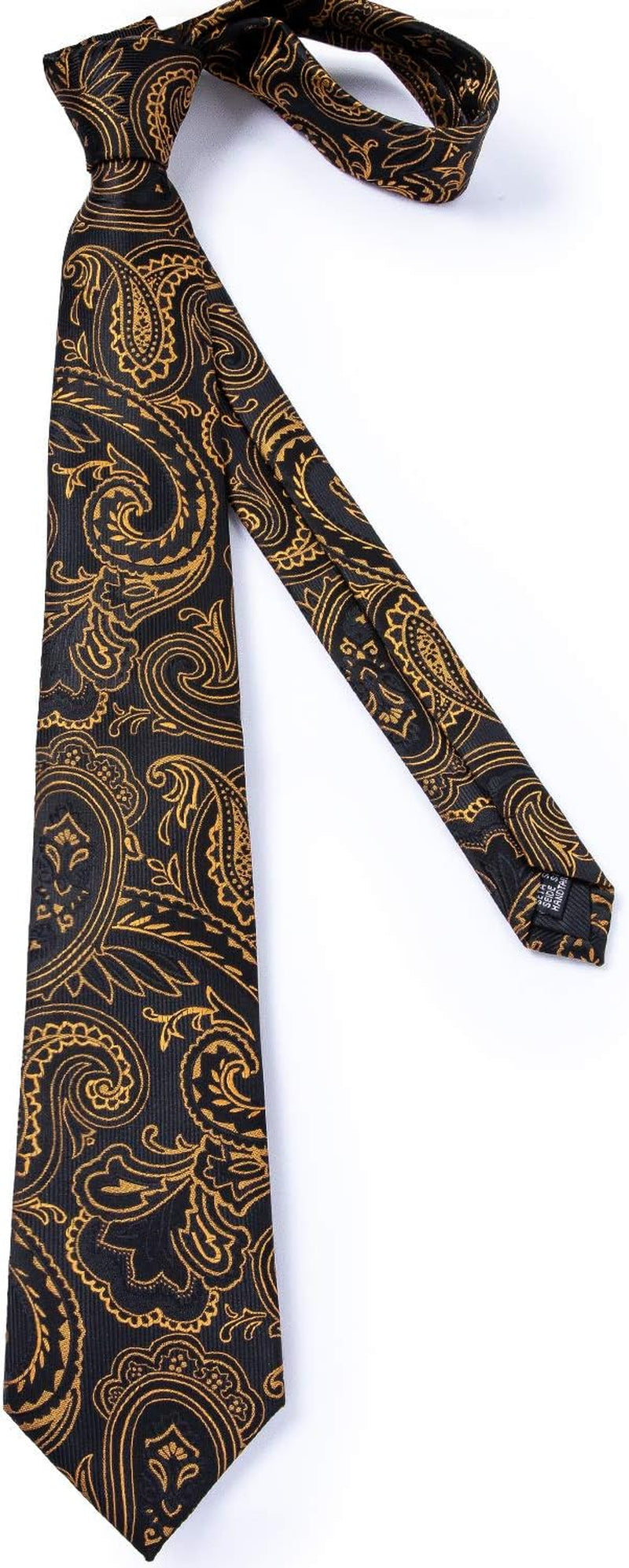 Mens Tie Set Silk Solid Paisley Necktie and Pocket Square Cufflinks Classic Formal Ties for Men Wedding Party