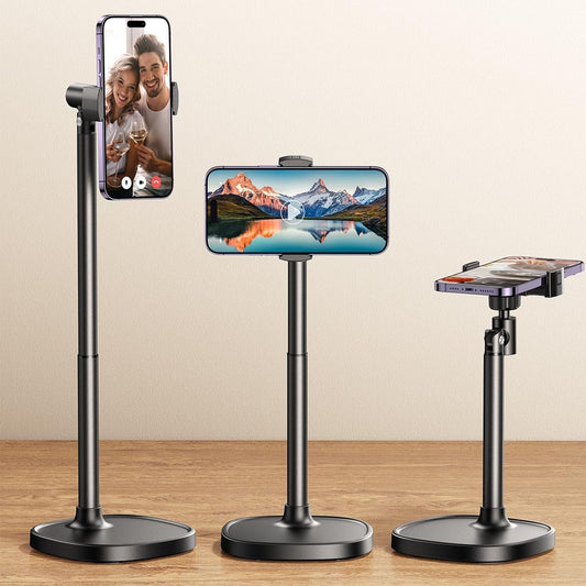Phone Stand for Desk, Angle Height Adjustable Phone Holder for Desk, Aluminum Alloy Universal Iphone Stand Holder, Retractable Cell Phone Stand Recording Office for Iphone 16 15 Pro Max Plus