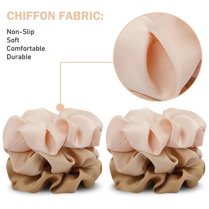 Soft Satin Scrunchies for Women, Non Slip, No Damage Scrunchies Hair Ties, Pack of 6