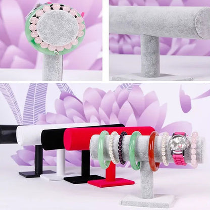Portable Velvet Bracelet Bangle Necklace Display Stand Holder Watch Jewelry Organizer T-Bar Rack