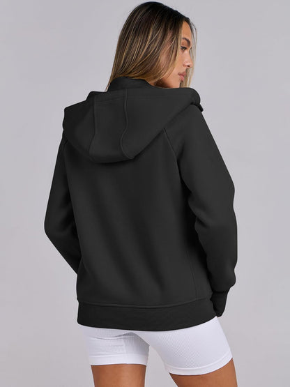 Womens Zip up Hoodies Fleece Jackets Long Sleeve Sweatshirts Pockets Casual Fall Fashion Preppy Outfits Y2K Clothes