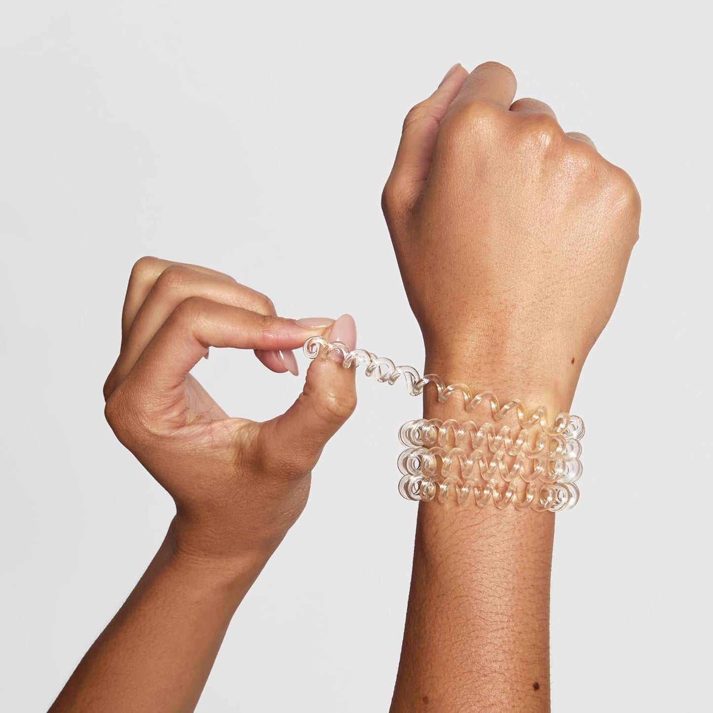 Spiral Hair Ties for Women - Creaseless and Dent-Free Coil Hair Ties | No Damage, Phone Cord Coils | Made of Flexible and Durable Plastic | 8Pcs (Clear/Transparent)