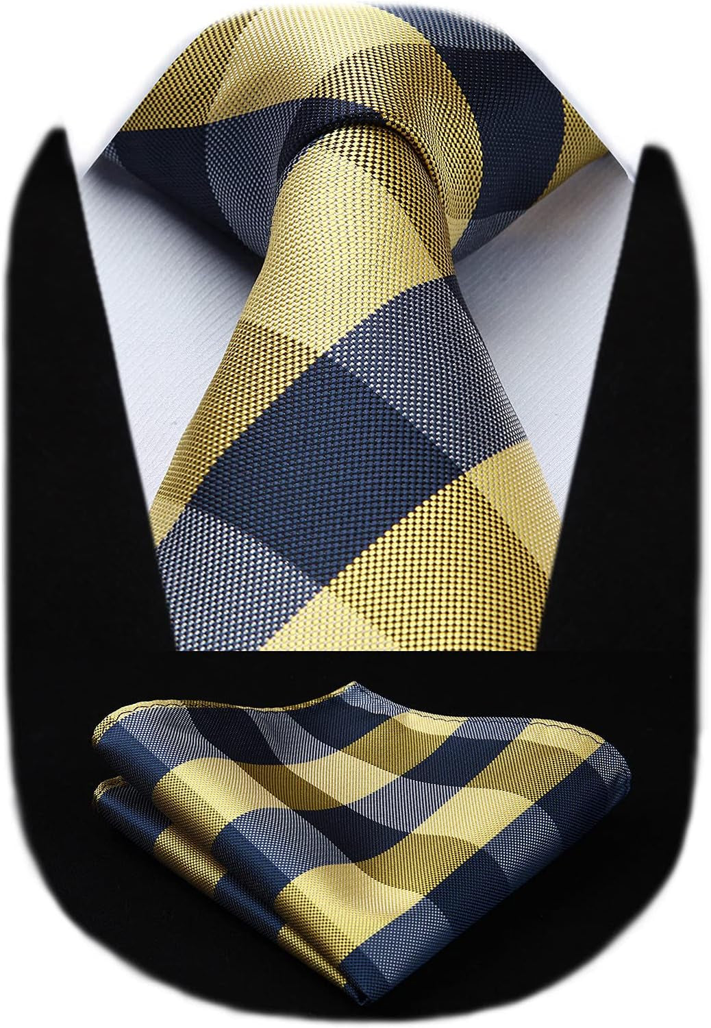 Ties for Men Formal Business Plaid Checked Mens Ties and Pocket Square Set Classic Wedding Necktie Handkerchief