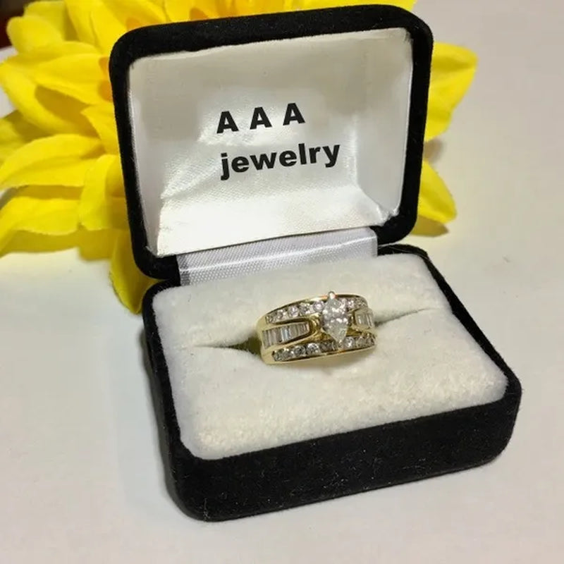 Fashion and Brilliant Women'S Ring Horse Eye Double Row Diamond Ring Romantic Wedding Engagement Ring Valentine'S Day Anniversary Gift Jewelry