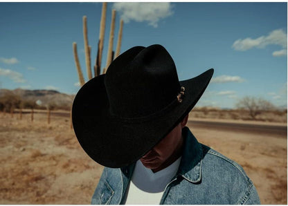 Western Cowboy Hat for Men Women Classic Fedora Hat with Buckle Belt (Size:M-L)