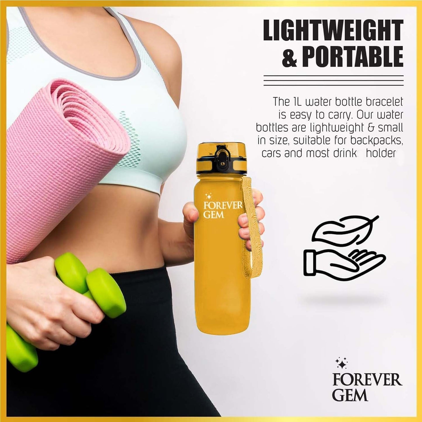 Water Bottle with Chug Lid, 21 OZ Capacity, Leak-Proof Design for Gym, Fitness, and Travel Use - Ideal for Women, Men, and Kids (1 Pack)