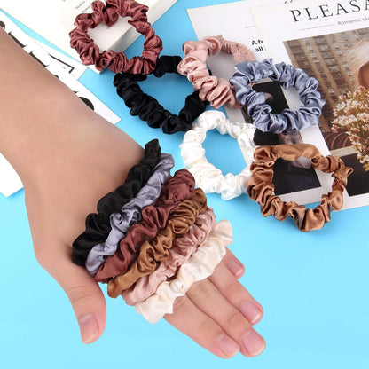 12 Pieces Silk Hair Scrunchies Silk Hair Tie Elastic Ponytail Holders for Women Girls Hair Accessories-002
