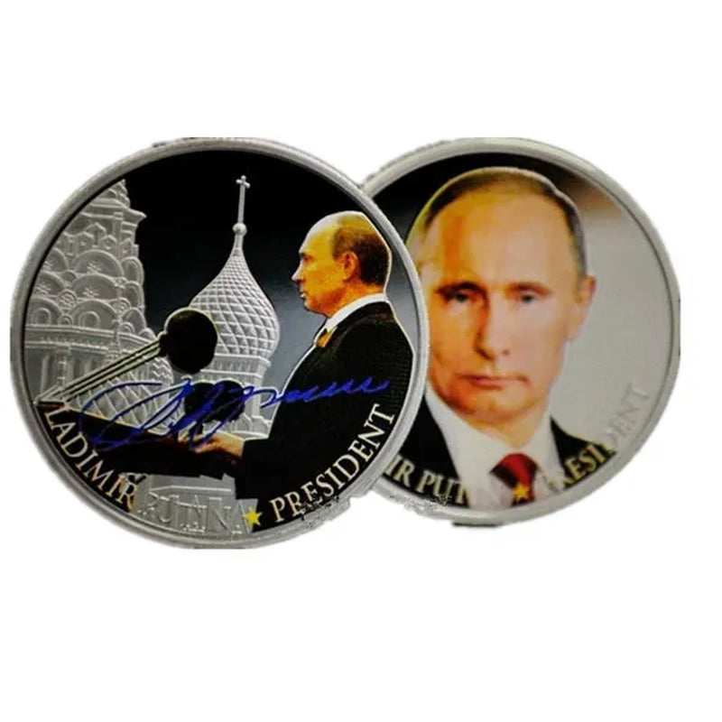 3 Pcs Putin the President of Russia Iron Core Silver Plated Souvenir Coin Badge