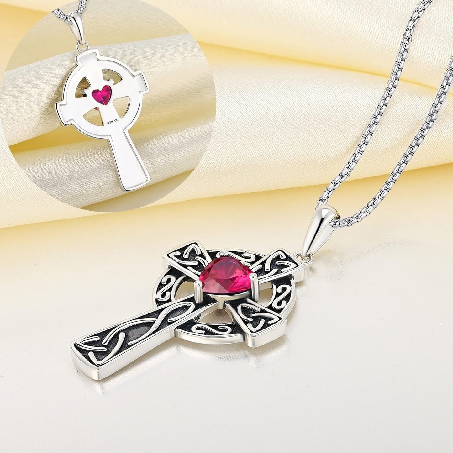 Women'S Cross Pendant Necklace Sterling Silver Celtic Knot Filigree Infinity Cubic Zirconia Crucifix Jewelry