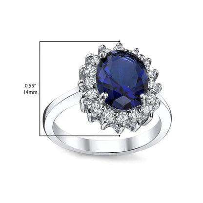 Women'S Sterling Silver Kate Middleton 3Ct. Engagement Ring Sapphire Blue Cubic Zirconia