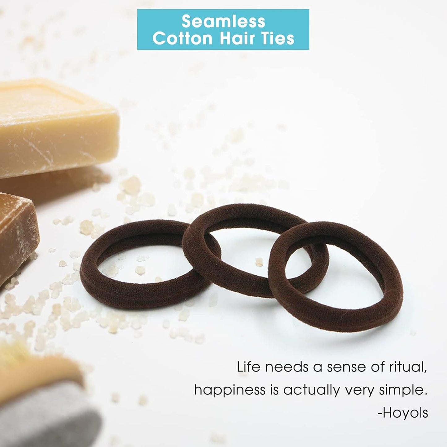 Soft Seamless Hair Ties, Dark Brown Stretch Elastic Ponytail Holders Bands for Women Thick Hair No Slip and Pull No Damage Scrunchies Headbands 100 Pcs (Espresso)