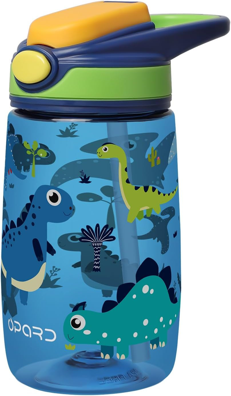 Kids Water Bottle, BPA Free Tritan 13.5Oz Water Bottle with Leakproof Lid, Straw & Carrying Loop for Toddlers