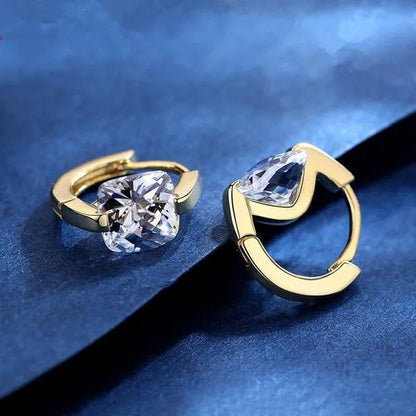 Exquisite Gold Plated Square Cubic Zirconia Earrings for Women Hoop Earrings Jewelry Bride Engagement Wedding Earrings Party Gifts Love for Her Fashion Accessories