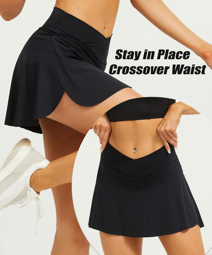 Women Tennis Skirts with Pockets High Waisted Golf Skirts Athletic Skorts Pleated Mini Skirt Workout Sport Pickleball