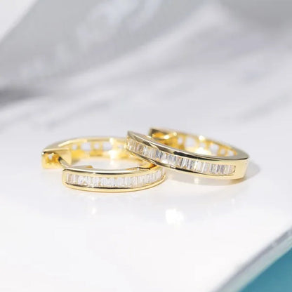 Women Glamorous 18K Gold Plated Micro Cube Diamond Dailywear Earrings Wedding Engagement Party Ear Stud Jewelry