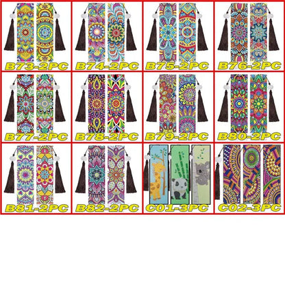 100 Styles DIY Butterfly Flower Diamond Painting Tassel Leather Bookmark 5D Fashion Cross Stitch Craft Christmas Gift @#A11