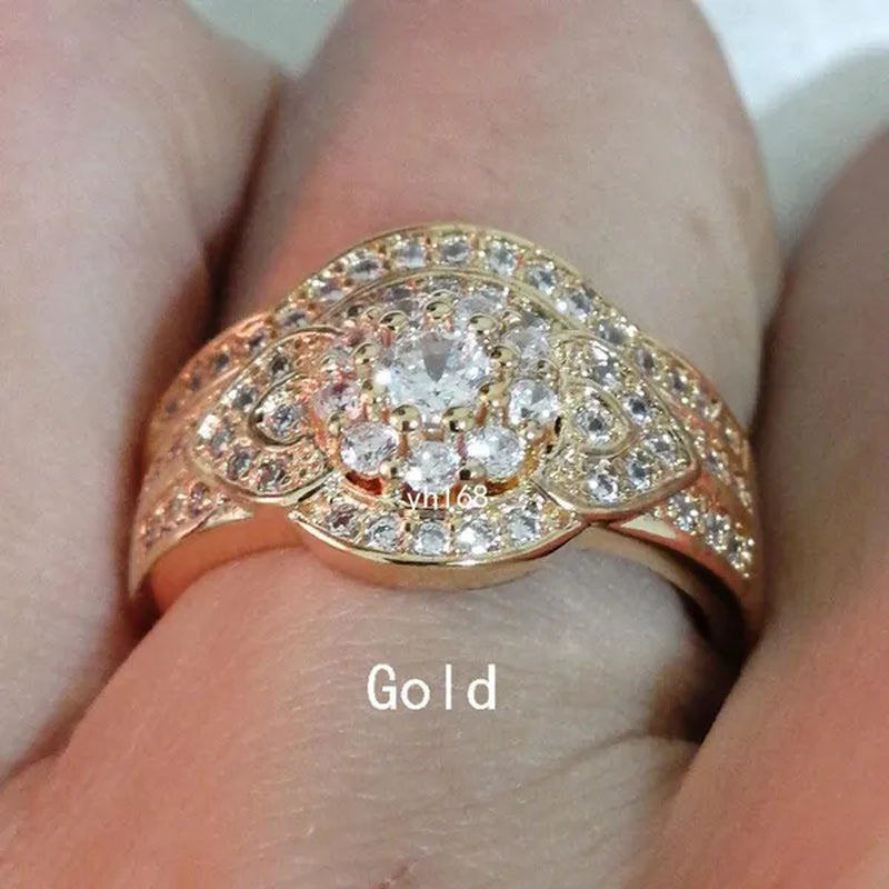 Women's Fashion  White Topaz Bridal Wedding Rings 18K Yellow Gold Filled&925 Silver Filled&14K Rose Gold Filled   Female Engagement Jewelry