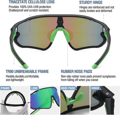 Kids Sunglasses Youth Baseball Sun Glasses Lightweight TR90 Frame UV400 Sports Cycling Shades for Boys Girls DK268