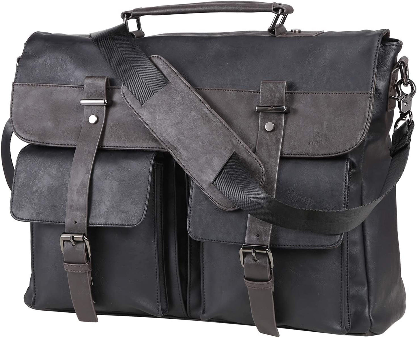 Leather Messenger Bag for Men, 15.6 Inch Vintage Laptop Bag Briefcase Satchel