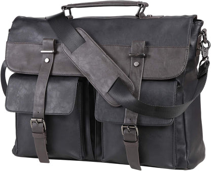 Leather Messenger Bag for Men, 15.6 Inch Vintage Laptop Bag Briefcase Satchel