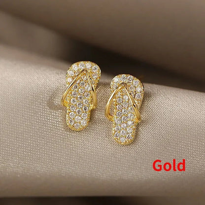 2021 Woman New Creative Mini Shoes Gold Stud Earrings Fashion Jewelry