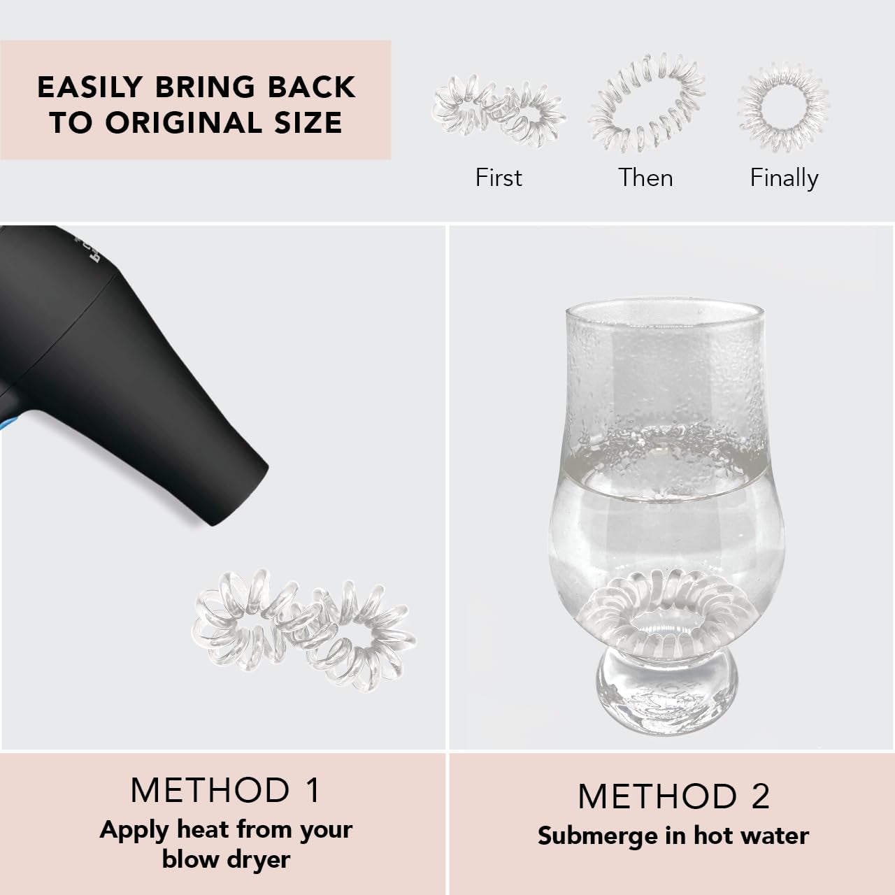 Spiral Hair Ties for Women - Creaseless and Dent-Free Coil Hair Ties | No Damage, Phone Cord Coils | Made of Flexible and Durable Plastic | 8Pcs (Clear/Transparent)