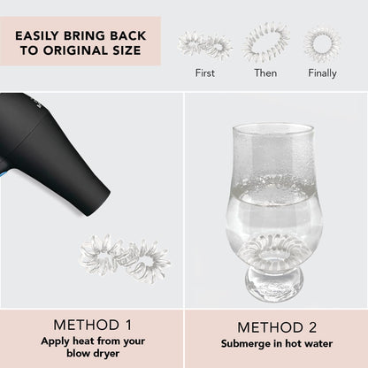 Spiral Hair Ties for Women - Creaseless and Dent-Free Coil Hair Ties | No Damage, Phone Cord Coils | Made of Flexible and Durable Plastic | 8Pcs (Clear/Transparent)