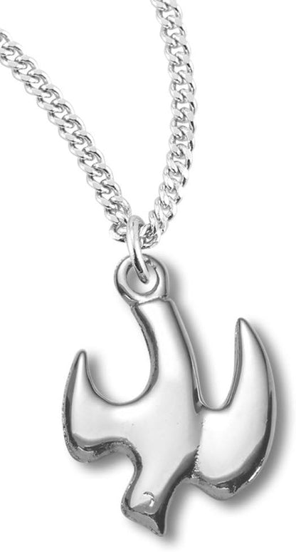 Women'S Polished Sterling Silver Descending Dove Pendant + USA Made