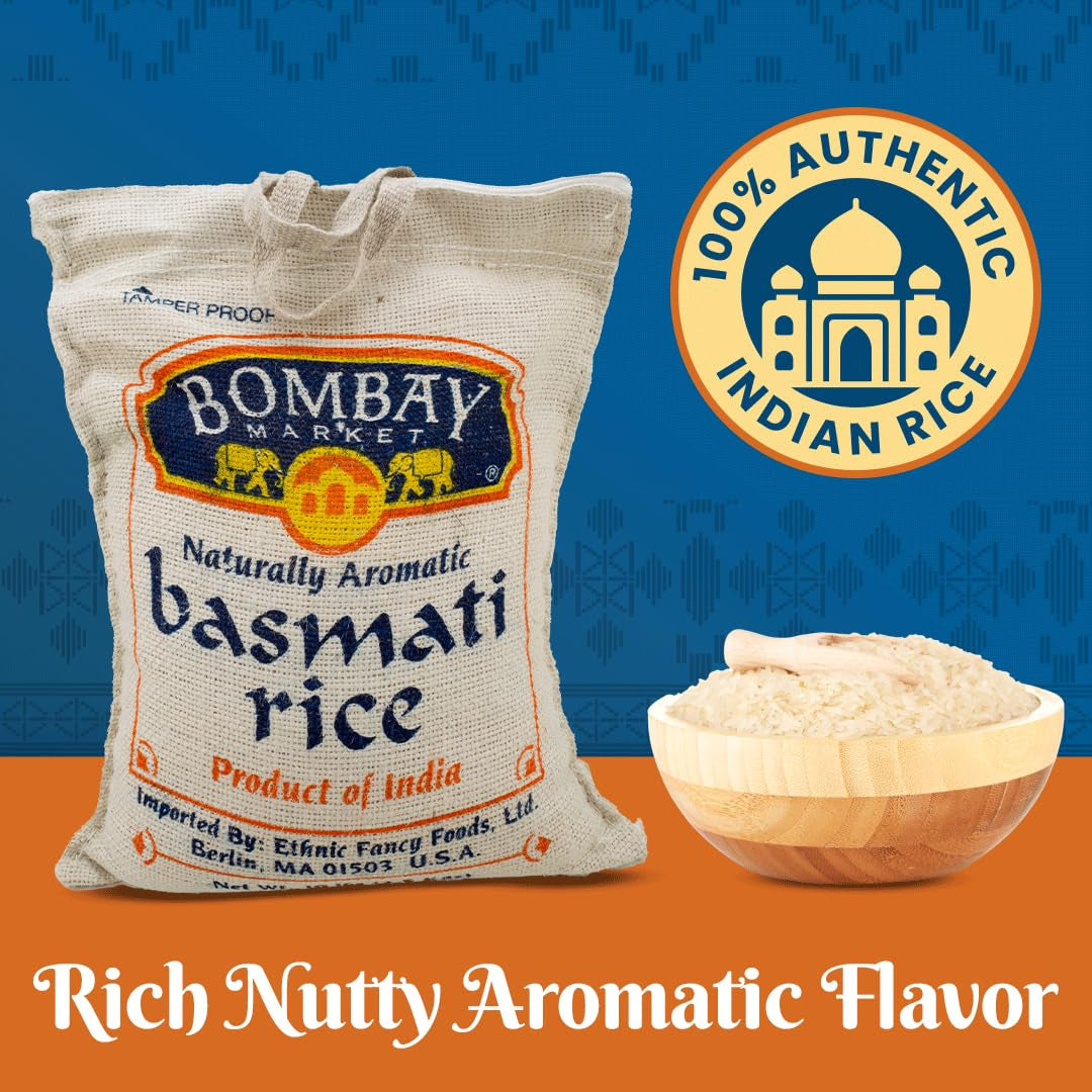 White Basmati Rice - Aromatic & Nutty Flavor Basmati Rice - Long Grain Rice Basmati (10 Pound Bag)