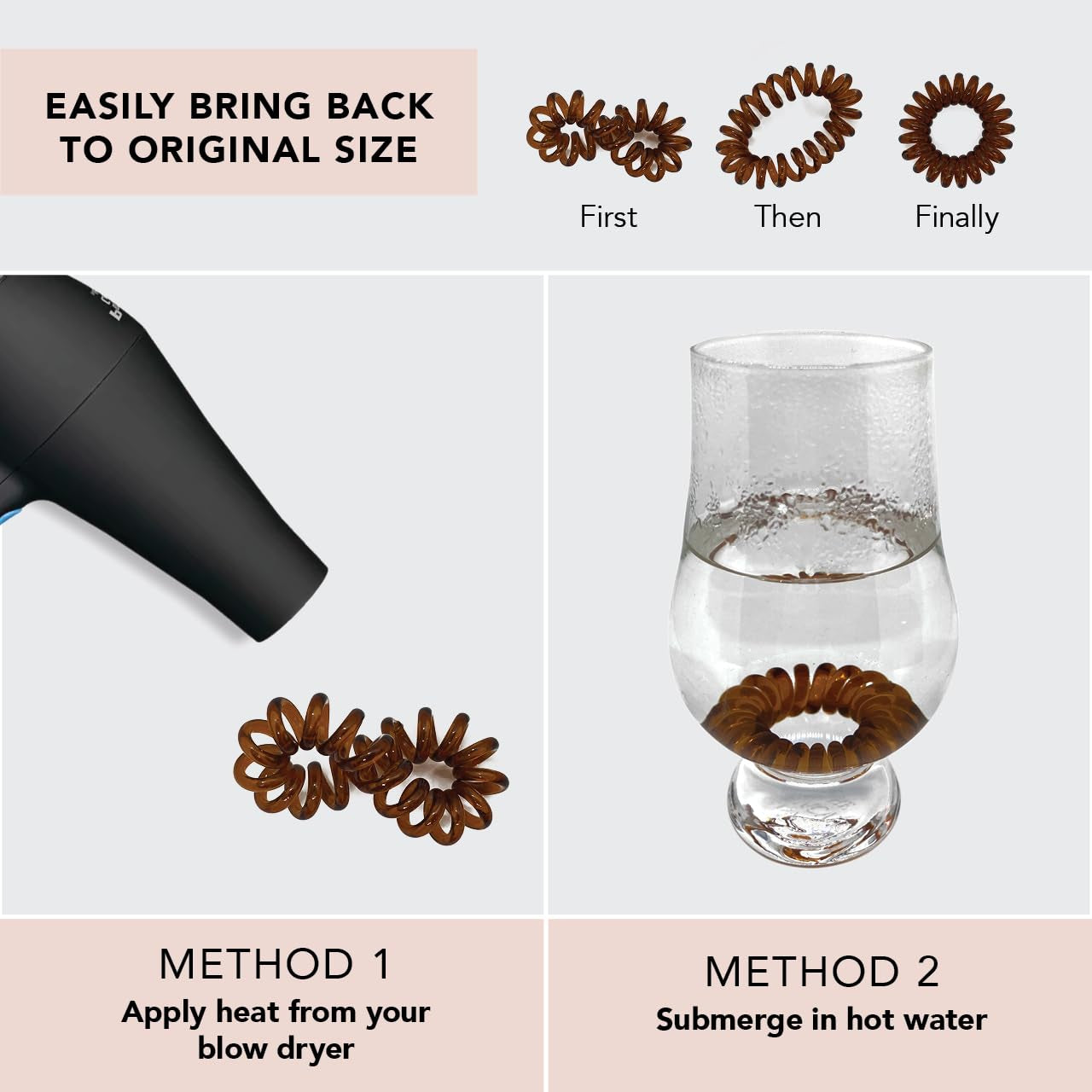 Spiral Hair Ties for Women, Coil Hair Ties for Thick Hair, No Crease Hair Tie, Spiral Hair Ties No Damage, Hair Coils & Phone Cord Hair Ties for Thin Hair, Hair Ties Spiral, 8Pcs (Brunette)