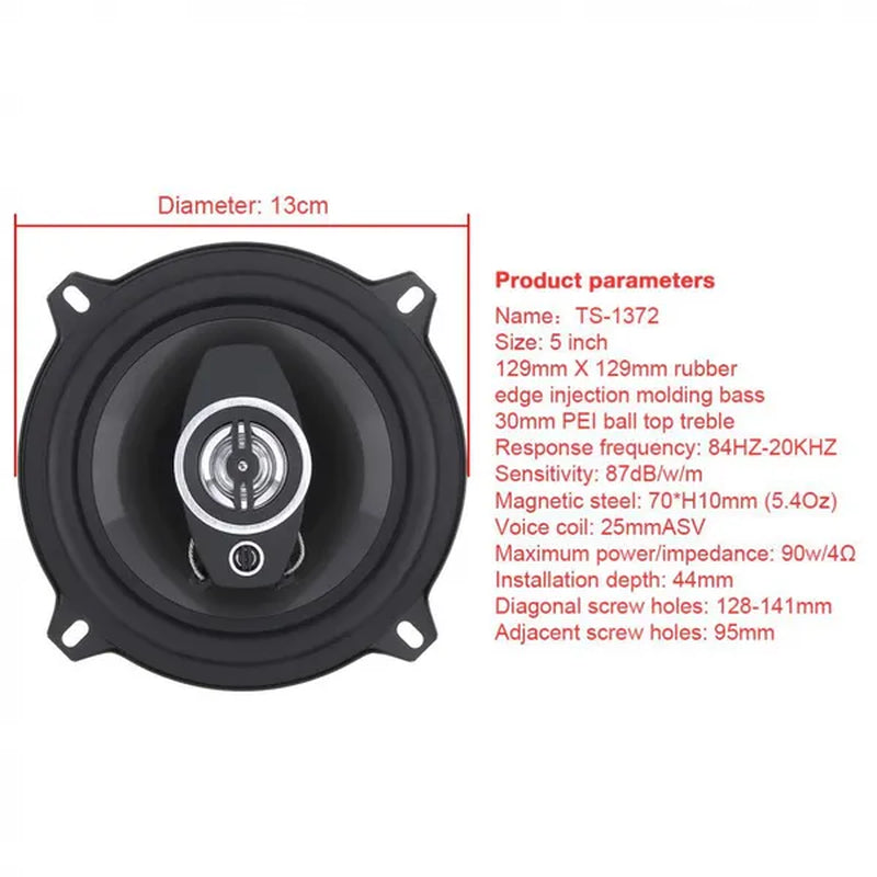 2Pcs 5 Inch 350W Car Coaxial Auto Audio Music Stereo Full Range Frequency Hifi Speakers Non-Destructive Installation