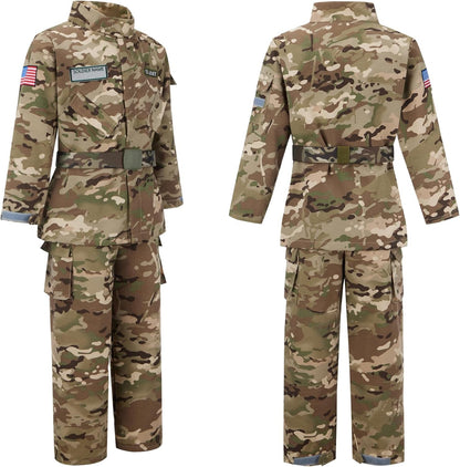 Kid Army Costume,Deluxe Soldier Costume Boy and Girl,Army Camouflage Uniform for Kid