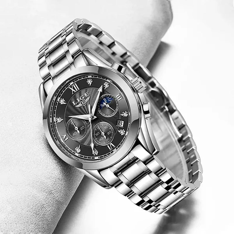 LIGE Luxury Ladies Watch Women Waterproof Rose Gold Steel Strap Women Wrist Watches Top Brand Bracelet Clocks Relogio Feminino