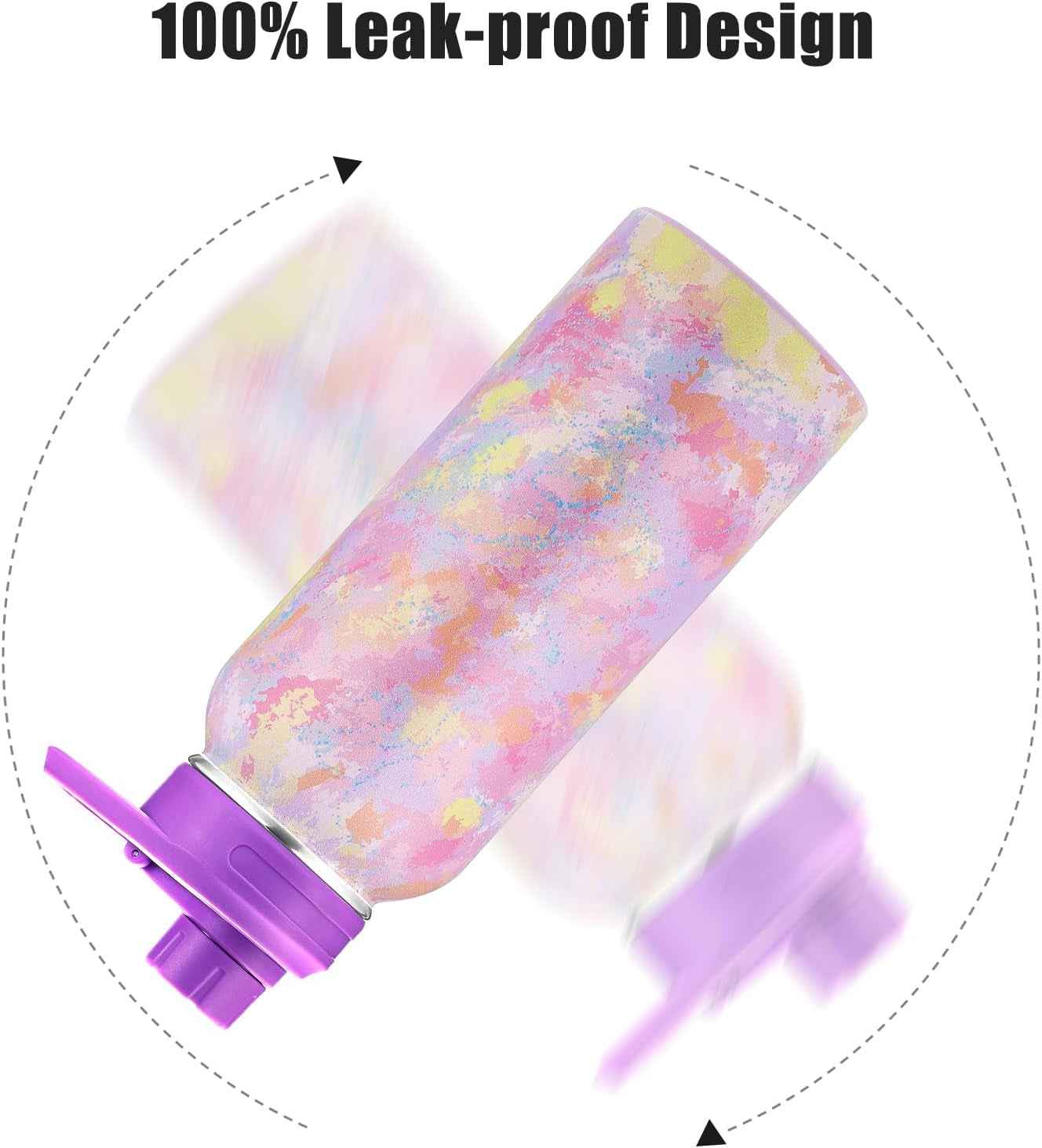 Personalized Insulated Water Bottle with Paracord Handle Straw Lid & Spout Lid, Vacuum Stainless Steel Wide Mouth Water Bottle for Adults 24 Oz, 32 Oz, 40 Oz