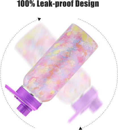 Personalized Insulated Water Bottle with Paracord Handle Straw Lid & Spout Lid, Vacuum Stainless Steel Wide Mouth Water Bottle for Adults 24 Oz, 32 Oz, 40 Oz