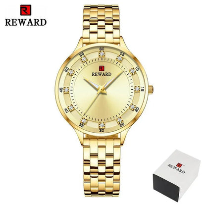 REWARD Fashion Quartz Watch Luxury Waterproof Anti-Scratch Wristwatches Timepiece Stainless Steel Wrist Watches for Women