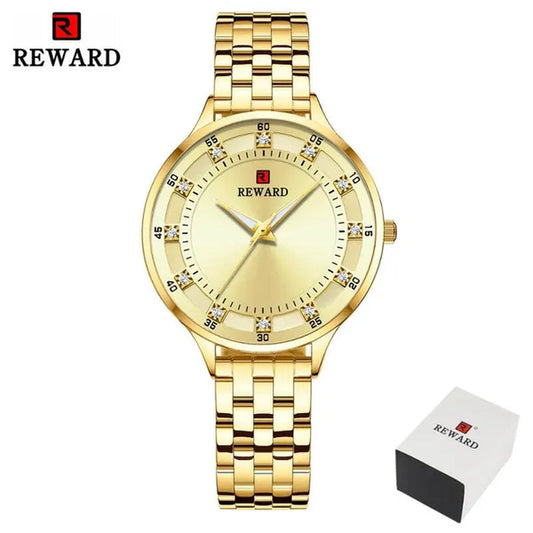 REWARD Fashion Quartz Watch Luxury Waterproof Anti-Scratch Wristwatches Timepiece Stainless Steel Wrist Watches for Women